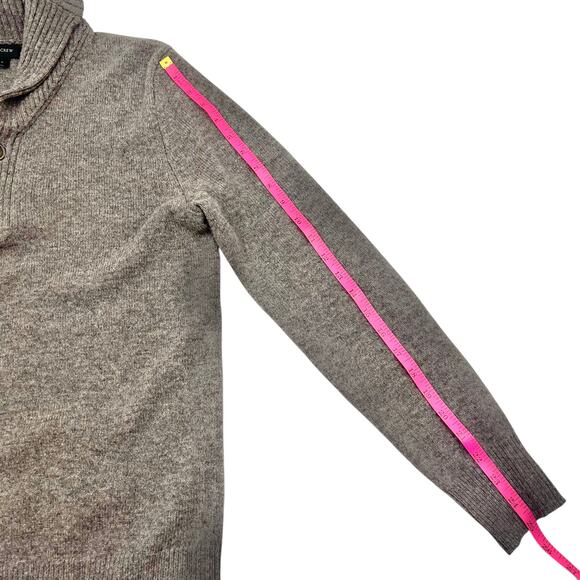 J. Crew Mens Taupe Lambswool Preppy Shawl Collar Pullover Sweater Sz S - Picture 11 of 11